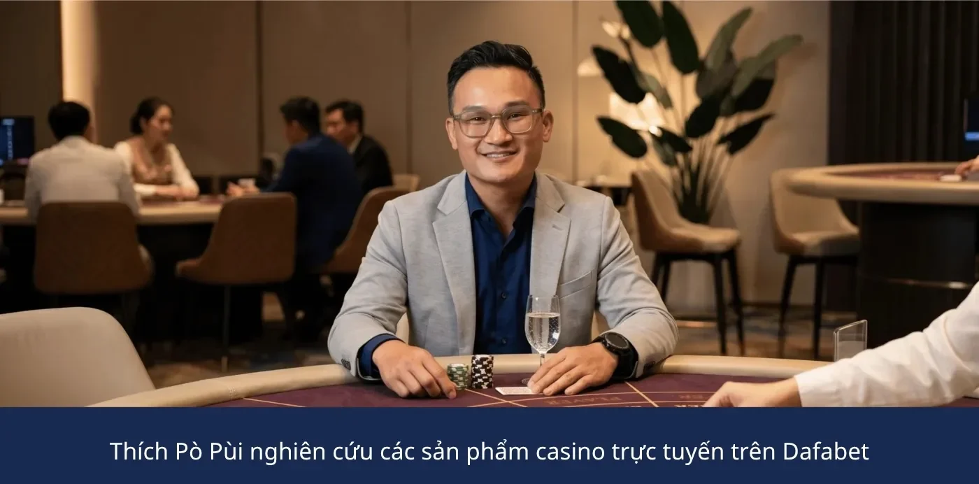 Thích Pò Pùi nghiên cứu các sản phẩm casino trực tuyến trên Dafabet